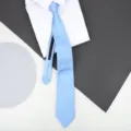 Light blue zipper tie for men business formal wear paired with white shirt stylish accessory - 8cm Sky Blue Fine Stripe Zipper