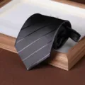 Black striped zipper necktie for men formal business wear, easy pull lazy necktie. - 8cm Dark Stripe Zipper Style / Dark Gray