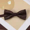 Men's vintage brown striped bow tie, double-layer jacquard fabric for formal business suits. - Coffee Stripe Bow Tie