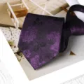 Purple Floral Zipper Tie For Men Business Formal Wedding Necktie Retro Pattern 8cm - 8cm Zipper Style / Cloud Purple