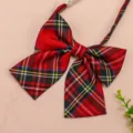 Hawthorn red plaid JK bow tie for women, Japanese college style pre-tied cute necktie. - Hawthorn Red