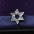 Close-up detail of the sparkling rhinestone star brooch showing exquisite crystal inlay craftsmanship. - Hexagram Silver