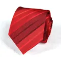 Wine red striped tie detail, classic narrow business necktie for wedding groom or formal wear. - Wine Red Stripe