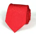 Men's classic red paisley jacquard tie detailed view, elegant formal business necktie. - Wine Red Paisley