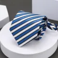 Men's blue white black striped zipper necktie for business professional wear variant style - No. 14 Zipper Necktie