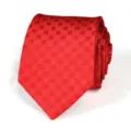 Wine red business necktie detail shot, showing fine geometric woven grid pattern texture. - Wine Red Small Grid