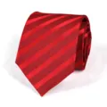 Classic red striped tie for men formal business wedding suit, detailed fabric texture view. - Wine Red Stripe Classic