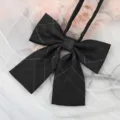 JK Japanese style plaid bow tie detail shot, elegant collar ribbon accessory for shirts. - Versatile Black Plaid