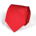 Classic wine red men's necktie with elegant jacquard grid pattern for business and formal wear. - Wine Red Check