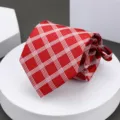 Red plaid necktie, classic patterned business dress tie for men's formal wear daily office. - No. 21 Zipper Necktie