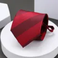 Men's Red Striped Business Necktie Formal Wear Classic Professional Variant Option - H001 Zipper Necktie