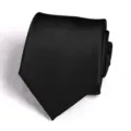 Classic black necktie for men business formal wear wedding party elegant slim tie stylish accessory - Black Glossy