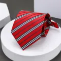 Classic red striped men's necktie, elegant business formal neckwear for wedding and office. - H011 Zipper Necktie