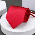 Classic red men's necktie for formal business, wedding, and professional office wear. - H015 Zipper Necktie