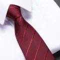 Red striped zipper tie for men, easy formal necktie for business wedding groom attire. - Burgundy Twill Zipper