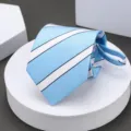 Men's blue white striped business formal zipper necktie professional wedding wear accessories - L012 Zipper Necktie