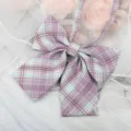 Japanese JK plaid bow tie ribbon collar accessory for women sailor uniform shirt - Hibiscus Purple Plaid