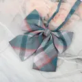JK Plaid Bow Tie Green Pink Ribbon Collar Accessory Sailor Uniform Shirt Decoration - Turquoise Green Plaid Bow Tie