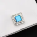 Boutons de manchette carrés en cristal bleu pour homme chemise affaires bijoux élégants - Cristal Carré Bleu Ciel