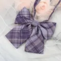 JK Japanese style purple plaid bow tie collar ribbon sailor shirt accessory for women - Lavender Purple Plaid