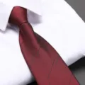 Men's burgundy red zipper tie with minimalist line pattern, sleek business formal necktie. - Burgundy Meteor Zipper