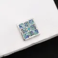 Élégant bouton de manchette carré émaillé avec motifs géométriques bleus pour chemise. - Nouvelle Émail Bleu