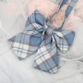 JK Japanese Style Blue Plaid Bow Tie Ribbon Sailor Shirt Collar Accessory for Women Chic - Royal Blue Plaid Bow Tie