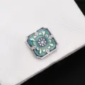 Boutons de manchette carrés élégants en émail avec strass pour une chemise d'homme. - Vert Foncé Élégant