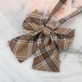 JK brown plaid bow tie, stylish preppy collar accessory for uniform shirts and sailor suits. - Brown Plaid
