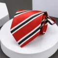 Men's red black white striped zipper tie, business formal wear and wedding accessory. - Orange Striped Zipper Necktie