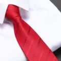 Men's red diagonal striped pre-tied zipper tie for business formal wear and wedding groom. - D03 Zipper