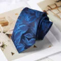 Classic blue leaf pattern necktie for men, 8cm wide elegant business formal wedding tie. - 8cm Handmade Style / Fantasy Nebula