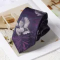 Men purple floral silk tie 8cm retro pattern necktie for business wedding formal wear stylish - 8cm Handmade Style / Purple Night Elf
