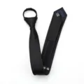 Black zipper tie detail view, 5cm slim necktie for business casual men and women. - Smooth Zipper Style / 5cm / Black