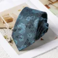 Blue Floral Necktie 8cm Retro Woven Business Formal Wear Men Wedding Party Fashion Suit Tie - 8cm Handmade Style / Colorful Gray Green