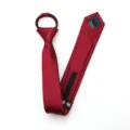 Wine red zipper necktie detail, easy wear zip tie, slim 5cm width polyester formal tie. - Smooth Zipper Style / 5cm / Burgundy