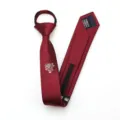 Corbata con cremallera rojo vino para hombres y mujeres, corbata estrecha de 5 cm con bordado floral. - Estilo Cremallera Bordado Rosa Rojo Vino / 5cm / Burdeos