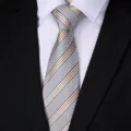 Men's business striped tie detail close-up, classic formal wear accessory for professional office look. - L027 Style Stripe