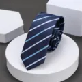 Corbata estrecha a rayas de 5 cm para hombre, negocios, ocio y boda, estilo elegante diario - 6cm Rayas Azules y Blancas