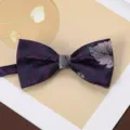 Business retro men's fashion bow tie yarn-dyed jacquard floral design for formal suit shirts. - Purple Night Elf Bow Tie
