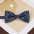 Men's vintage business blue floral jacquard bow tie for formal suits and shirts. - Cloud Yarn Dream Gray Blue