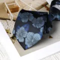 Blue floral jacquard zipper tie for men and women, elegant business formal wear accessory. - 8cm Zipper Style / Blue Crabapple