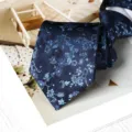 Classic navy blue floral necktie for men, stylish business wedding formal suit tie 8cm width. - 8cm Zipper Style / Aegean Waves Navy
