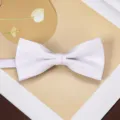Men's white textured jacquard bow tie classic formal wear suit neckwear accessory style - White