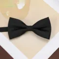 Classic black jacquard bow tie for men, elegant formal wear suit accessory and wedding neckwear. - Soft Black Bowtie