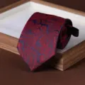 Men's business formal paisley necktie, zipper ready-made tie for office wedding, 8cm wide stylish - Zipper Style / 8cm / Red and Blue Paisley