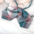 JK Stil Karo Fliege, süße Schuluniform Krawatte, süßes Schüler Accessoire für den Alltag. - Türkisgrün Doppellagige Kragenblume