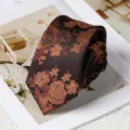 Retro floral necktie, 8cm wide brown tie for business formal weddings, stylish jacquard accessory. - 8cm Handmade Style / Qimeng Fragrant Cloud