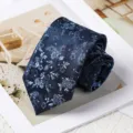 Retro dark blue floral woven men business tie 8cm wedding formal necktie stylish pattern - 8cm Handmade Style / Aegean Waves Navy