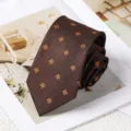 Retro brown formal business necktie with stylish orange floral pattern for men and women. - 8cm Handmade Style / 8cm Coffee Gold Small Squares